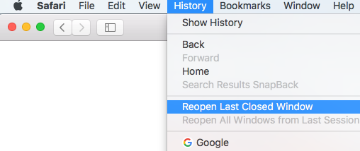 Restore Recently Closed Tabs in Safari