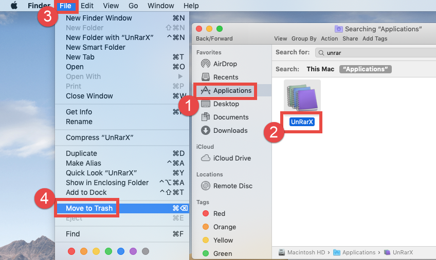 zip a file using unrarx for mac