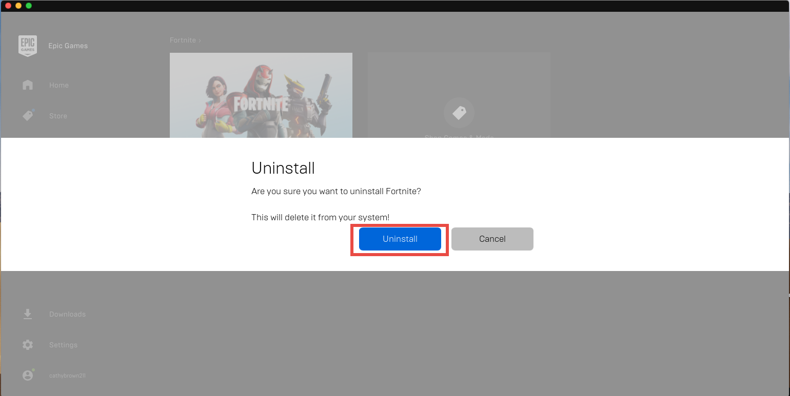 uninstall fortnite for mac